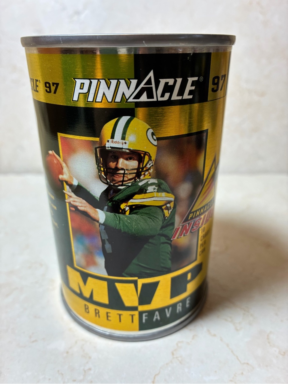 Brett Favre 1997 Pinnacle Inside MVP Football GOLD Collector Can